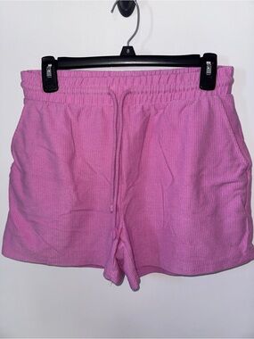 Thread & Supply Pink Ribbed Drawstring Athletic Shorts
